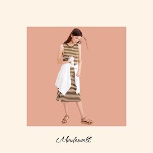 Madewell Organic Cotton Crewneck Tank Midi Dress in Stripe